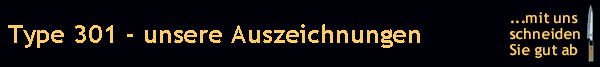 Type 301 - unsere Auszeichnungen